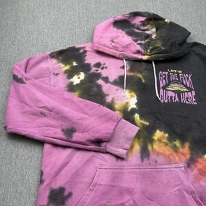 Assholes*s Live Forever Hoodie Sweatshirt Mens Large Purple Tie Dye Alien UFO